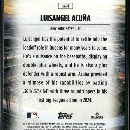 2025 Topps #HA-31 Luisangel Acuña Home Field Advantage