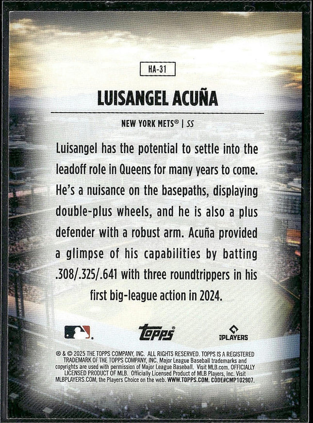 2025 Topps #HA-31 Luisangel Acuña Home Field Advantage