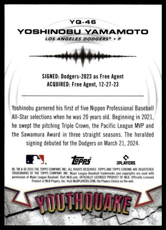 2025 Topps Chrome #YQ-46 Yoshinobu Yamamoto YouthQuake