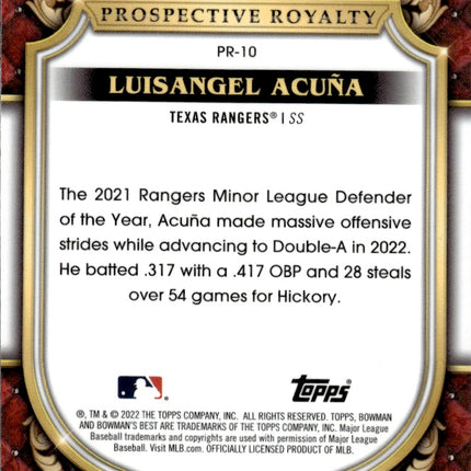 2022 Bowman's Best #PR-10 Luisangel Acuña Prospective Royalty