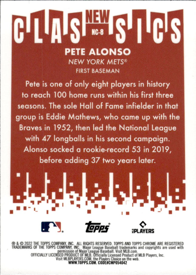 2022 Topps Chrome #NC-8 Pete Alonso New Classics