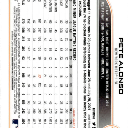 2022 Topps Chrome #209 Pete Alonso Refractor