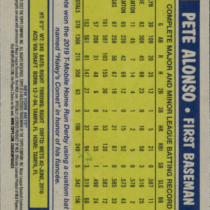 2022 Topps Chrome #87BC-10 Pete Alonso 1987 Topps Baseball 35th Anniversary
