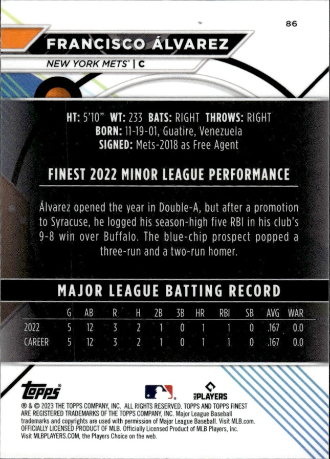 2023 Finest #86 Francisco Álvarez