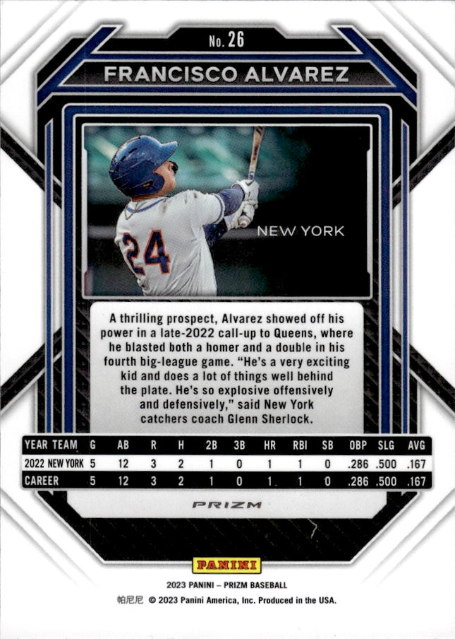 2023 Panini Prizm #26 Francisco Alvarez Silver Prizms