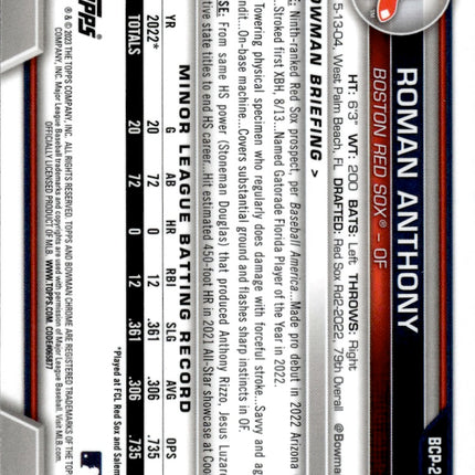 2023 Bowman Chrome #BCP-220 Roman Anthony Prospects