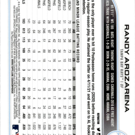 2022 Topps Chrome #161 Randy Arozarena Refractor