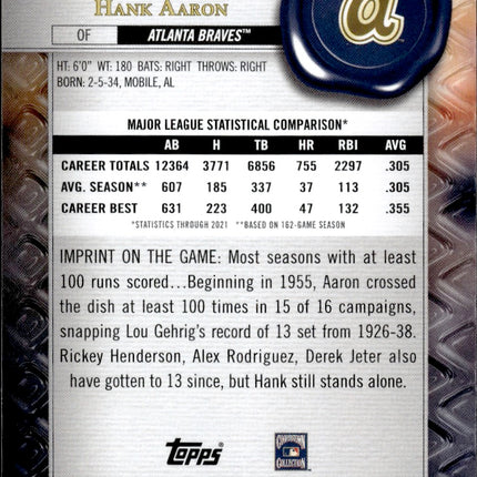 2022 Topps Gold Label #69 Hank Aaron