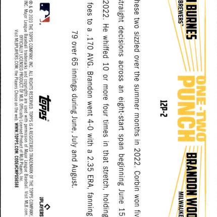 2023 Topps #12P-2 Corbin Burnes / Brandon Woodruff One-Two Punch