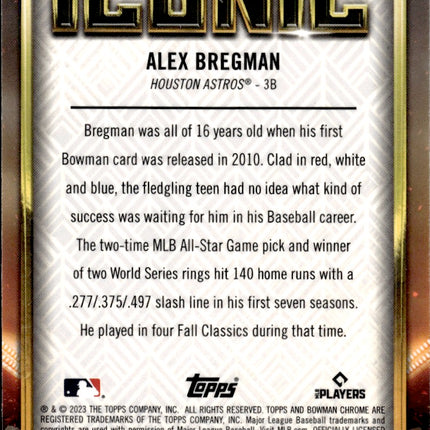 2023 Bowman Chrome #BI-17 Alex Bregman Bowman Iconic Atomic Refractor #/150