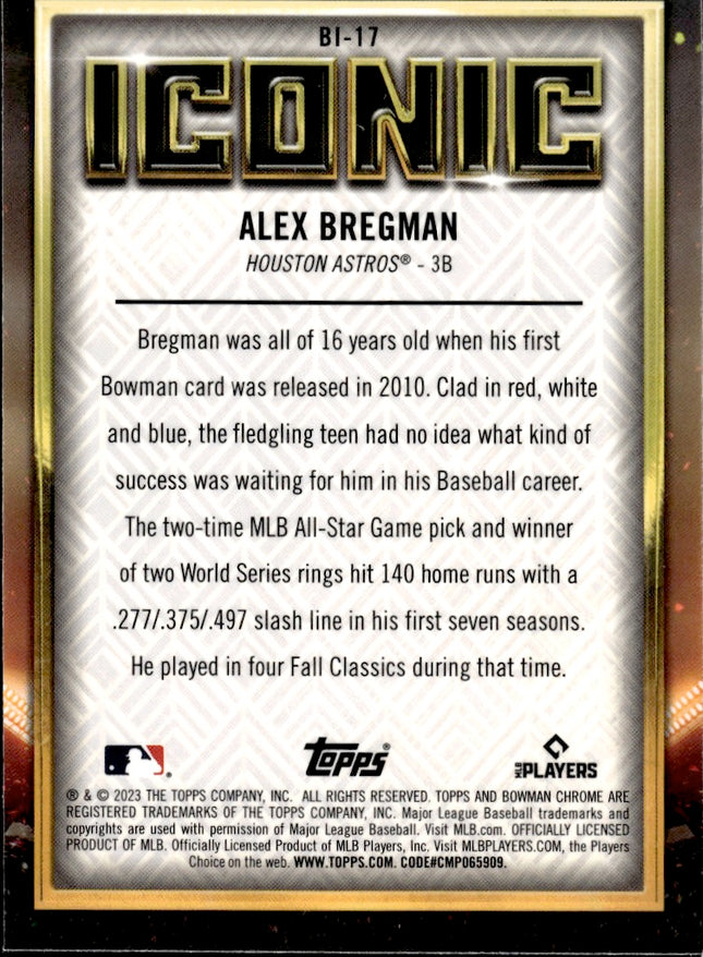 2023 Bowman Chrome #BI-17 Alex Bregman Bowman Iconic Atomic Refractor #/150