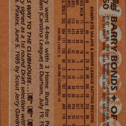 1988 Topps #450 Barry Bonds