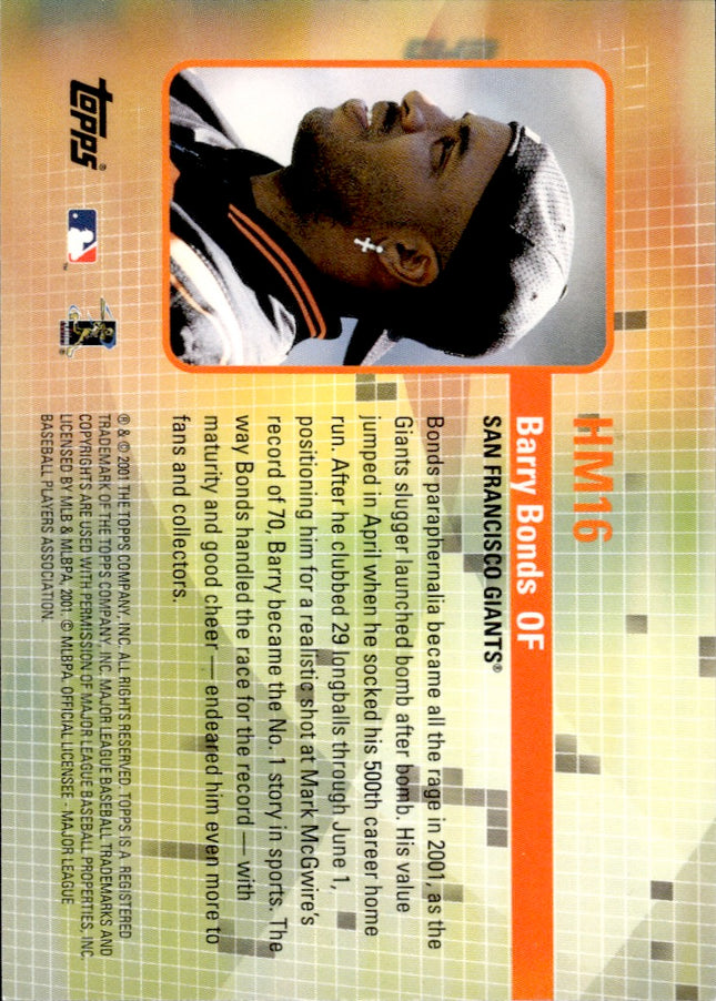 2002 Topps #HM16 Barry Bonds Hobby Masters