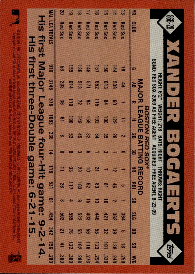 2021 Topps #86B-28 Xander Bogaerts 1986 Topps Baseball 35th Anniversary