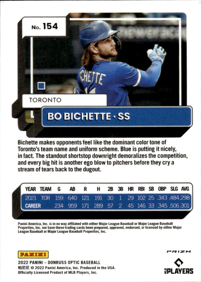 2022 Donruss Optic #154 Bo Bichette Refractor
