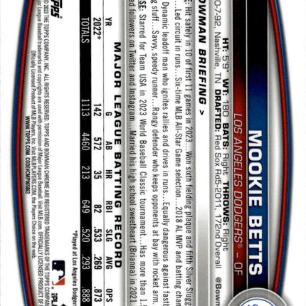 2023 Bowman Chrome #2 Mookie Betts