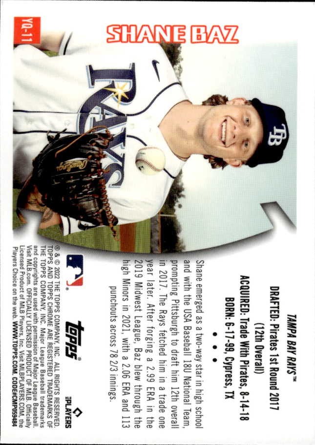 2022 Topps Chrome Sonic #YQ-11 Shane Baz 1996 Youthquake
