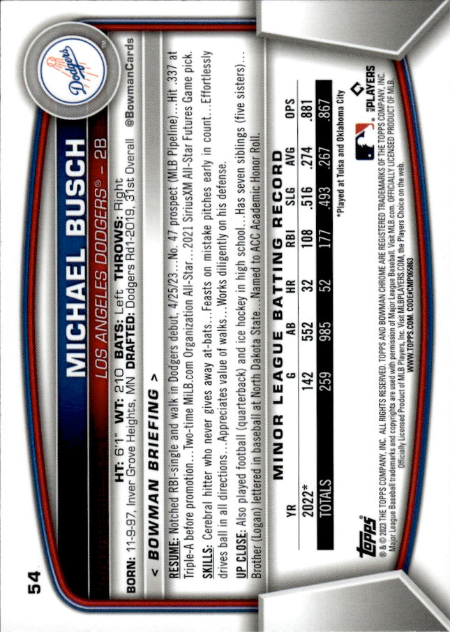 2023 Bowman Chrome #54 Michael Busch