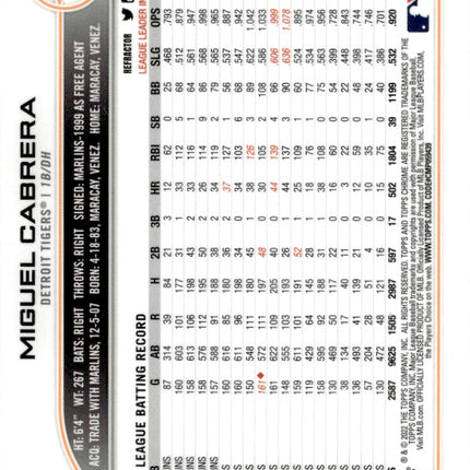 2022 Topps Chrome #96 Miguel Cabrera