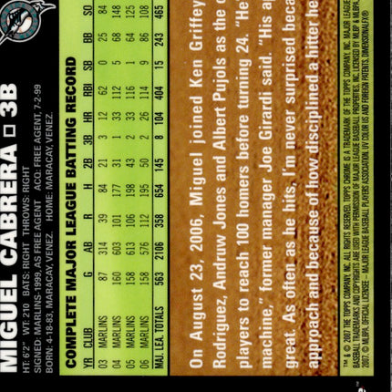 2007 Topps Chrome #25 Miguel Cabrera