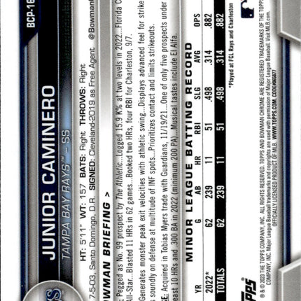 2023 Bowman Chrome #BCP-162 Junior Caminero Prospects