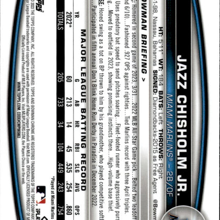 2023 Bowman Chrome #53 Jazz Chisholm Jr.