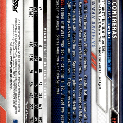 2016 Bowman #BP16 Willson Contreras Prospects
