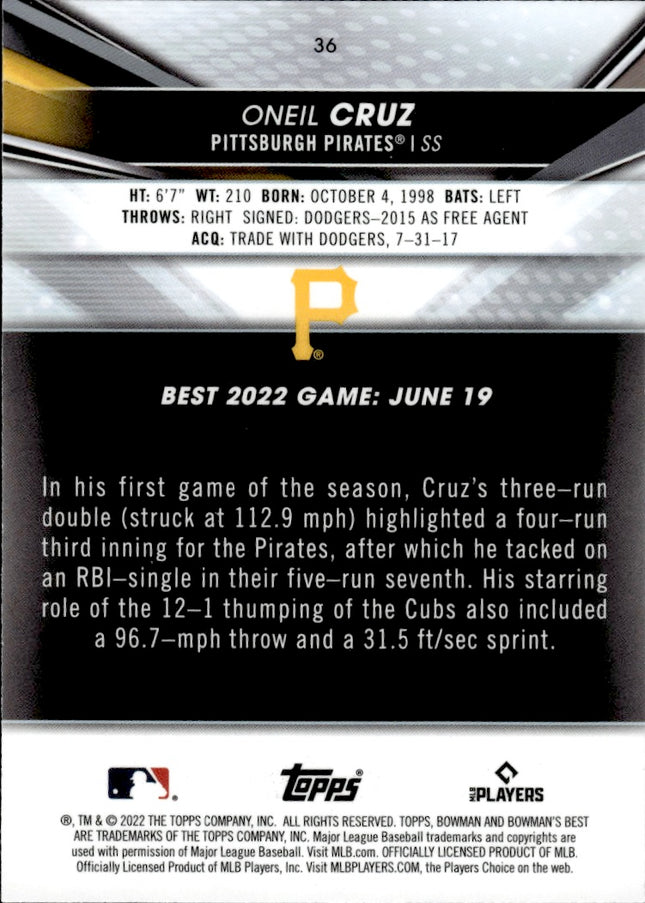 2022 Bowman's Best #36 Oneil Cruz