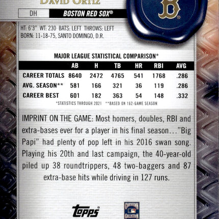 2022 Topps Gold Label #62 David Ortiz Class 2