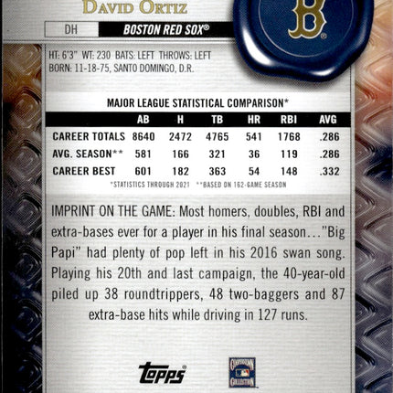 2022 Topps Gold Label #62 David Ortiz Class 3