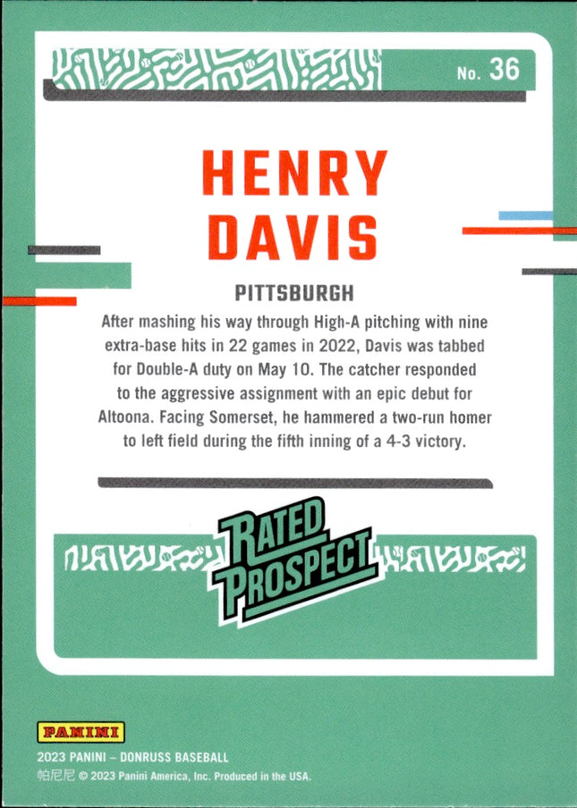 2023 Donruss #36 Henry Davis Rated Rookie