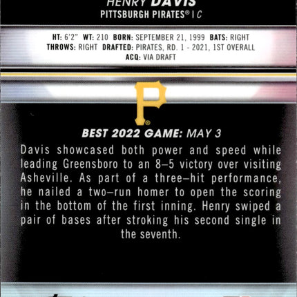 2022 Bowman's Best #TP-21 Henry Davis Top Prospects