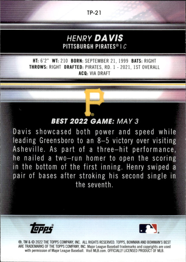 2022 Bowman's Best #TP-21 Henry Davis Top Prospects