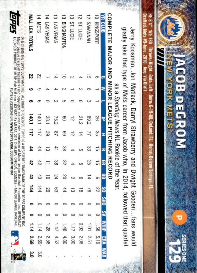 2015 Topps Opening Day #106 Jacob deGrom