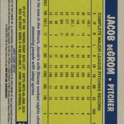 2022 Topps Chrome #87BC-7 Jacob deGrom 1987 Topps Baseball 35th Anniversary
