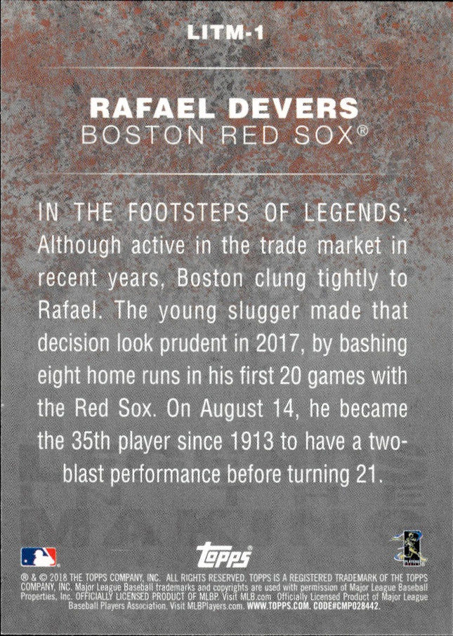 2018 Topps #LITM-1 Rafael Devers Legends in the Making (Series 2)