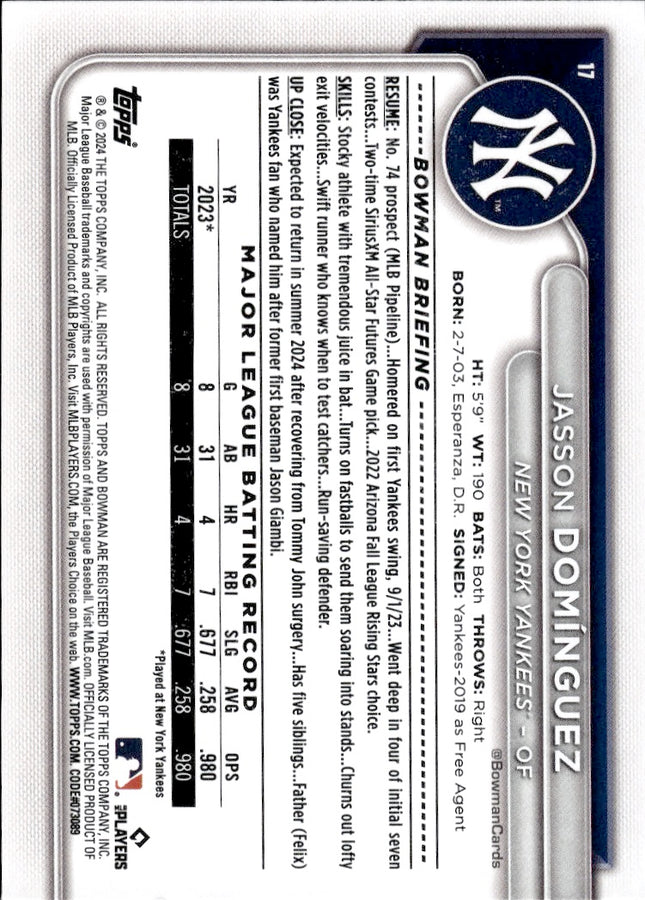 2024 Bowman #17 Jasson Domínguez