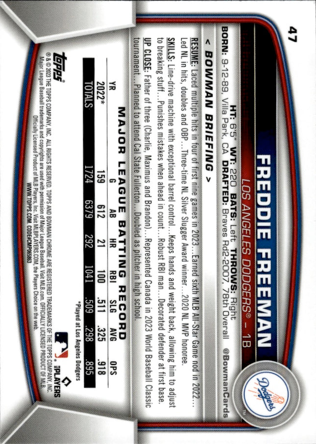 2023 Bowman Chrome #47 Freddie Freeman