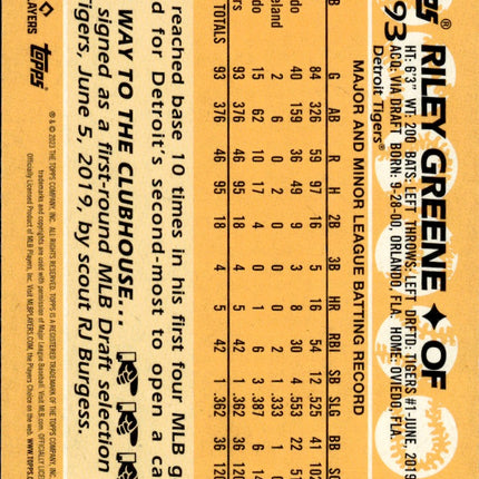 2023 Topps #T88-93 Riley Greene 1988 Topps Baseball 35th Anniversary