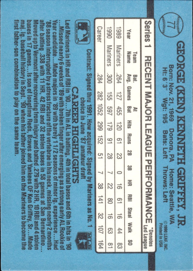 1991 Donruss #77b Ken Griffey Jr.