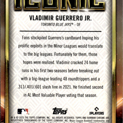 2023 Bowman Chrome #BI-12 Vladimir Guerrero Jr. Bowman Iconic Mojo Refractor