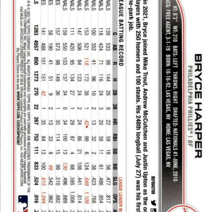 2022 Topps Chrome #220 Bryce Harper Refractor