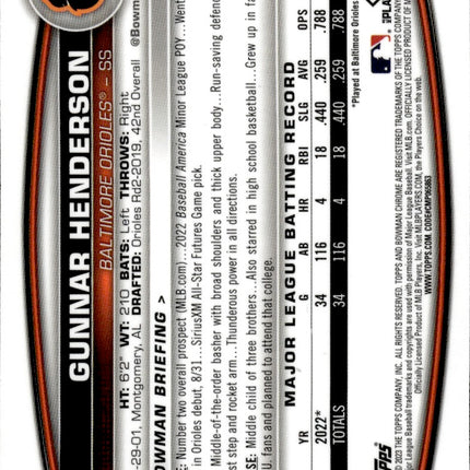 2023 Bowman Chrome #10 Gunnar Henderson