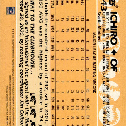 2023 Topps #T88-43 Ichiro 1988 Topps Baseball 35th Anniversary (Series One)