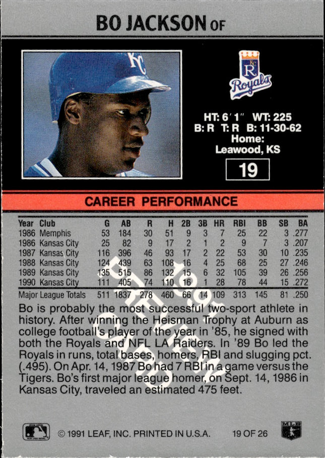 1991 Donruss #19 Bo Jackson Leaf Previews