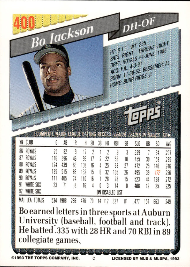1993 Topps Micro #400 Bo Jackson