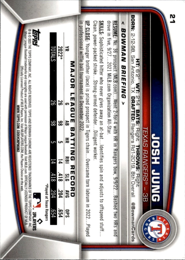 2023 Bowman Chrome #21 Josh Jung