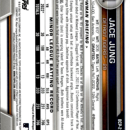 2023 Bowman Chrome #BCP-215 Jace Jung Prospects