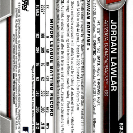 2023 Bowman Chrome #BCP-247 Jordan Lawlar Prospects