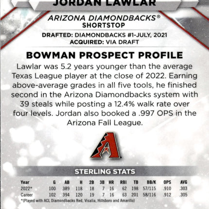 2023 Bowman Sterling #BSP-53 Jordan Lawlar